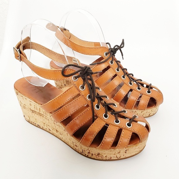 Swedish Hasbeens Shoes - Swedish Hasbeens Kork Wedge Platform Lace Up Heels